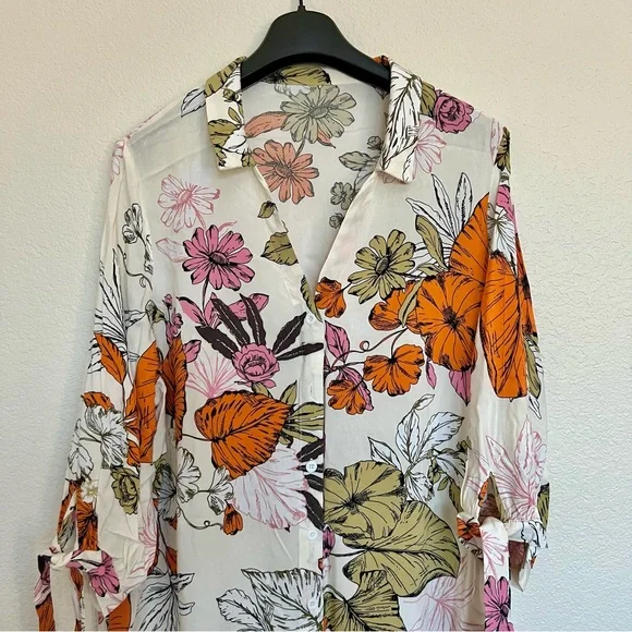 Cupshe Floral Print Camisole - Multicolor 3/4 Sleeve Size M - Picture 2 of 8